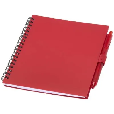 Ensemble carnet à couverture souple en plastique recyclé et stylo bille (encre bleue) Niove