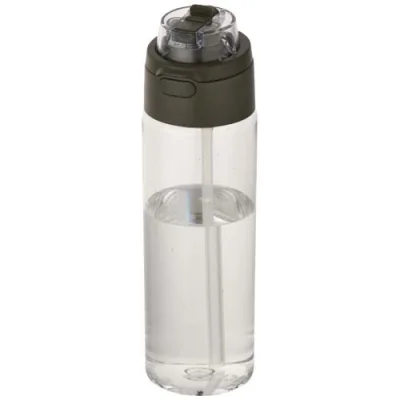 Bouteille d'eau Theron de 700 ml en plastique recyclé RCS, avec bouchon double fonction et paille rabattable