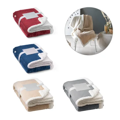 Heiden – Couverture polaire réversible (190 g/m²) avec ruban de satin et carte personnalisée
