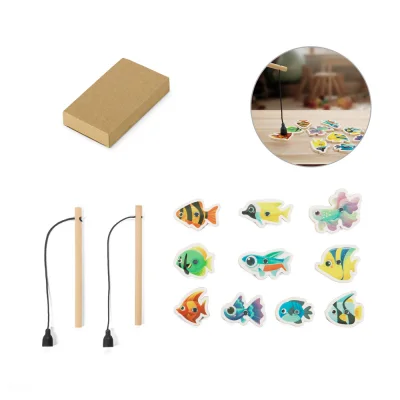 Fishy – Jeu de pêche composé de 10 poissons en bois, idéal pour les enfants