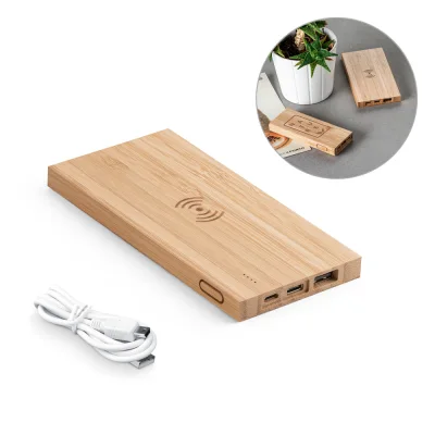 Fitch – Power bank 5 000 mAh avec chargeur sans fil 5W en bambou