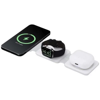 Chargeur sans fil pliable Armus 3 en 1 de 15 W en plastique recyclé