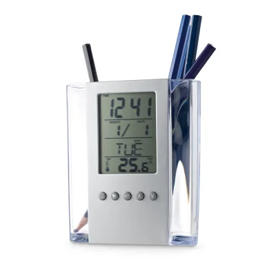 Edem – Horloge de bureau numérique multifonctionnelle avec porte-stylos