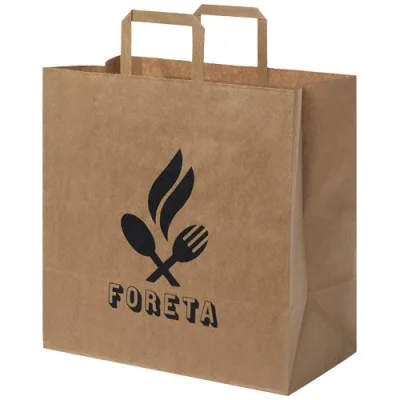 Sac en papier Kraft 80-90 g/m² avec poignées plates, 34 x 20 x 35 cm