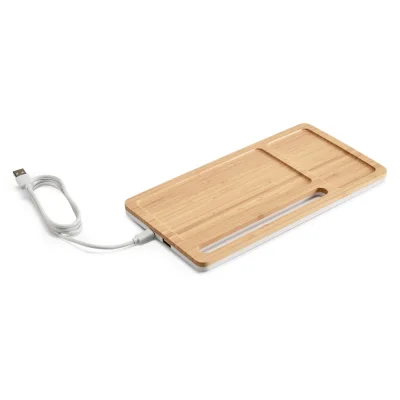 Mott – Organiseur de bureau avec chargeur sans fil 15W en bambou et ABS