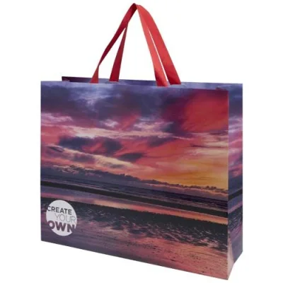 Sac en papier Smartfold 210 g/m² avec anses en ruban et pelliculage brillant - 42 x 12 x 35 cm
