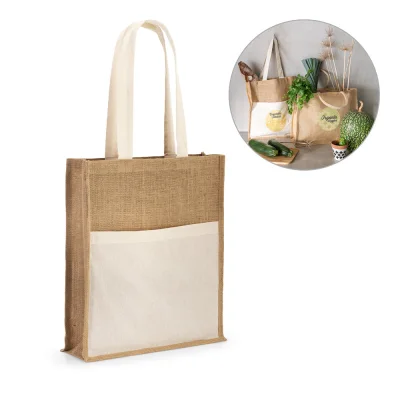 Braga – Sac en jute (240 g/m²) avec pochette 100% coton (140 g/m²)