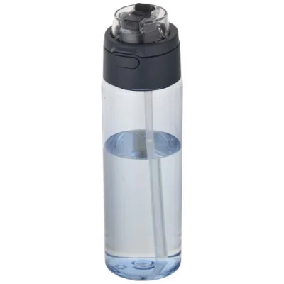 Bouteille d'eau Theron de 700 ml en plastique recyclé RCS, avec bouchon double fonction et paille rabattable