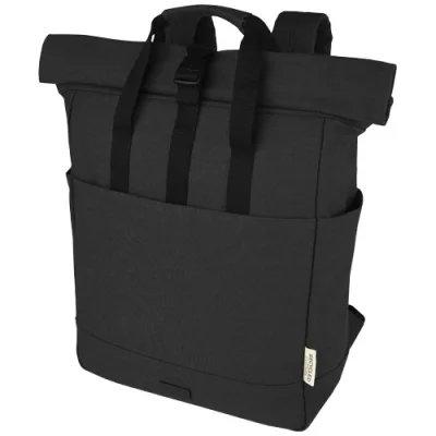 Sac à dos pour ordinateur portable Joey de 15 L en toile recyclée GRS 15 pouces avec dessus enroulable