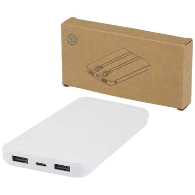 Batterie de secours Adhil de 10 000 mAh et 10 W en plastique recyclé avec 2 câbles intégrés