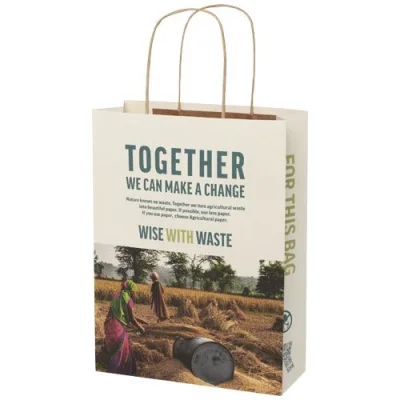 Sac en papier fabriqué à partir de déchets agricoles 150 g/m2 avec poignées torsadées, 24 x 9 x 32 cm