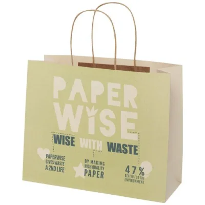 Sac en papier fabriqué à partir de déchets agricoles 150 g/m2avec poignées torsadées, 31 x 12 x 25 cm