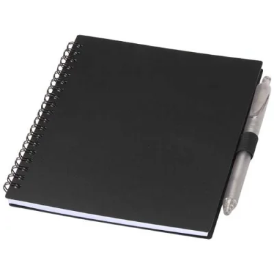 Ensemble carnet à couverture souple en plastique recyclé et stylo bille (encre bleue) Niove