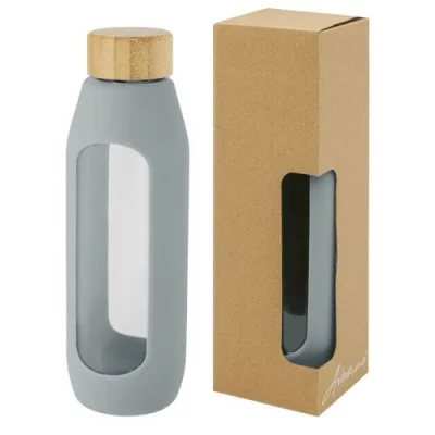 Bouteille Tidan de 600 ml en verre borosilicate avec grip en silicone