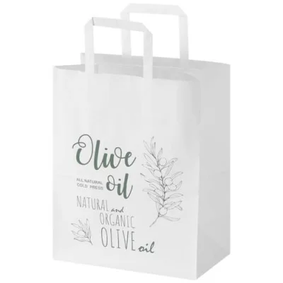 Sac en papier Kraft 80 g/m2 avec poignées plates 25 x 15 x 32 cm