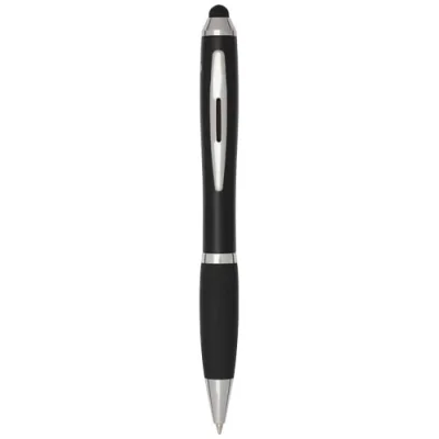 Stylo bille à stylet en plastique recyclé RCS avec corps coloré et grip noir (encre noire) Nash