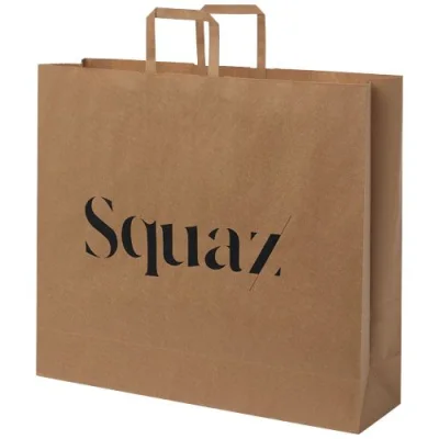 Sac en papier Kraft 90-100 g/m² avec poignées plates, 49,5 x 14 x 44 cm