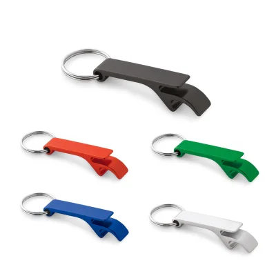 Re-Baitt – Porte-clés avec décapsuleur en aluminium recyclé (100% rAL)