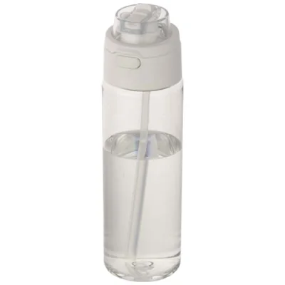 Bouteille d'eau Theron de 700 ml en plastique recyclé RCS, avec bouchon double fonction et paille rabattable