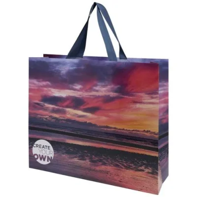 Sac en papier Smartfold 210 g/m² avec anses en ruban et pelliculage brillant - 42 x 12 x 35 cm