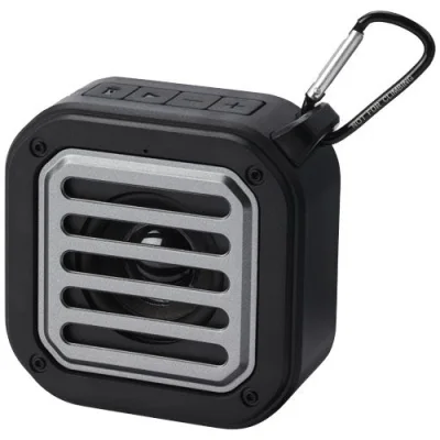 Haut-parleur solaire Bluetooth® Solo de 3 W IPX5 en plastique recyclé certifié RCS avec mousqueton