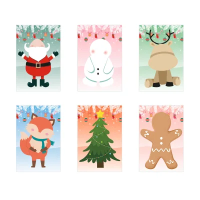 Glimn – Set de six feuilles avec figurines de Noël et 3 feuilles d'autocollants