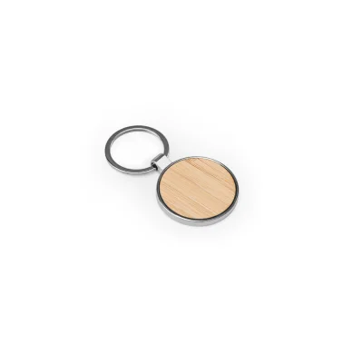 Gaston Round – Porte-clés rond en zinc et bambou