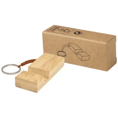 Support de téléphone en bambou Bosona avec porte-clés