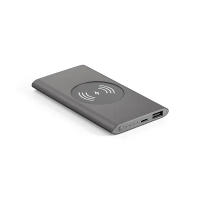 Cassini – Power bank 4 000 mAh avec chargeur sans fil 5W en aluminium recyclé (100 % rAL)