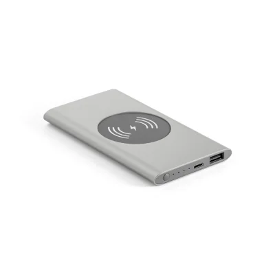 Cassini – Power bank 4 000 mAh avec chargeur sans fil 5W en aluminium recyclé (100 % rAL)