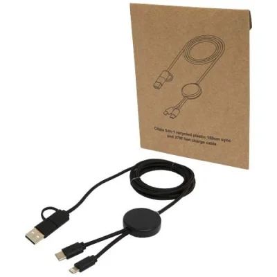Câble 5 en 1 Citala en plastique recyclé de 150 cm pour la synchronisation des données et la charge rapide de 27 W