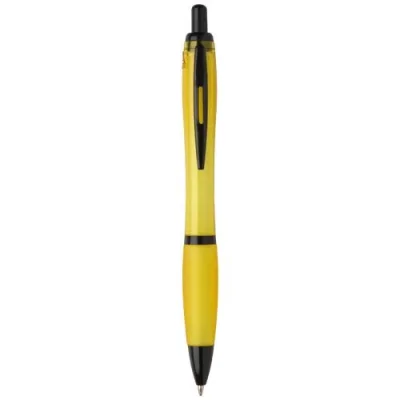 Stylo bille Nash en plastique recyclé avec garnitures noires (encre noire)