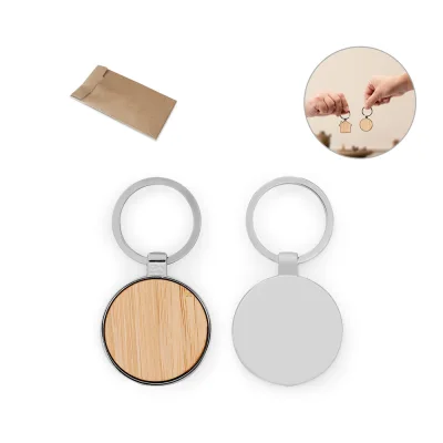 Gaston Round – Porte-clés rond en zinc et bambou