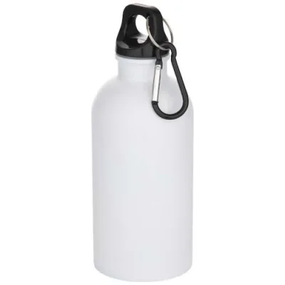 Bouteille d’eau Oregon de 400 ml en acier inoxydable recyclé à simple paroi certifié RCS avec mousqueton (impression par subl