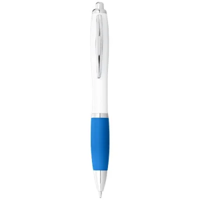 Stylo bille avec corps blanc et grip coloré Nash (encre bleue)