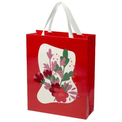 Sac en papier Smartfold 210 g/m² avec anses en ruban et pelliculage mat - 31 x 12 x 39 cm