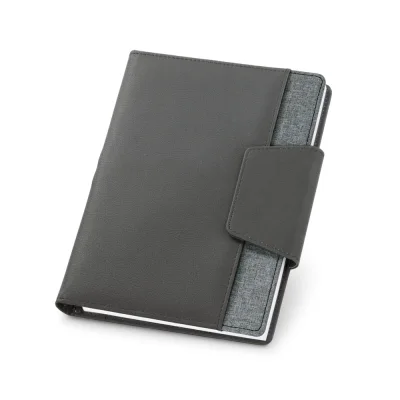 Russel – Couverture en PU et tissu polyester avec bloc-notes A5 avec pages unies