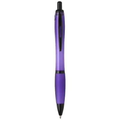 Stylo bille Nash en plastique recyclé avec garnitures noires (encre noire)