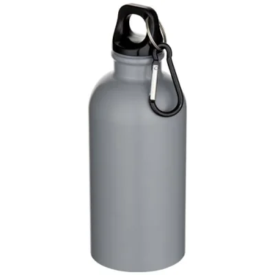 Bouteille d’eau Oregon de 400 ml à simple paroi avec finition MATE, en acier inoxydable recyclé certifié RCS avec mousqueton