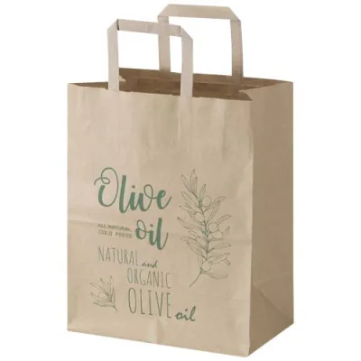 Sac en papier Kraft 80 g/m2 avec poignées plates 25 x 15 x 32 cm