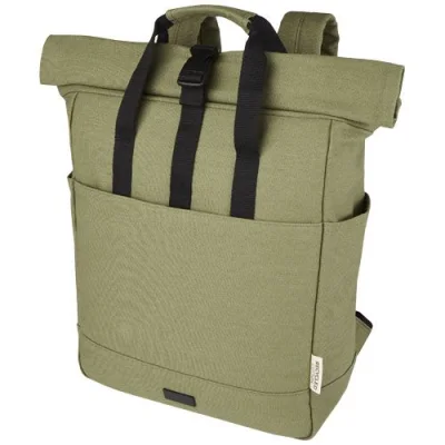 Sac à dos pour ordinateur portable Joey de 15 L en toile recyclée GRS 15 pouces avec dessus enroulable