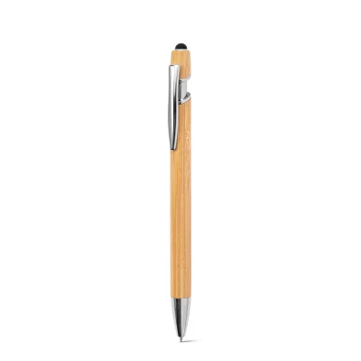 Neil Bamboo – Stylo à bille en bambou avec détails en aluminium chromé