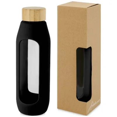 Bouteille Tidan de 600 ml en verre borosilicate avec grip en silicone
