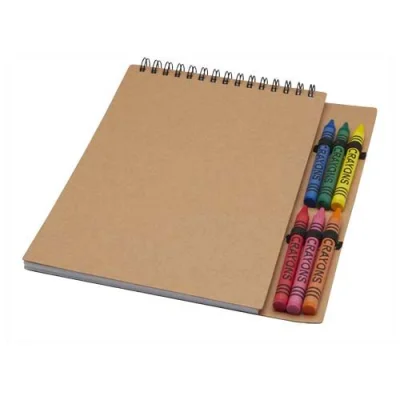 Carnet de notes à spirales Doodle A5 à couverture souple et set de crayons gras