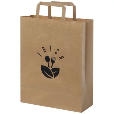 Sac en papier Kraft 80-90 g/m² avec poignées plates, 25 x 11 x 31 cm