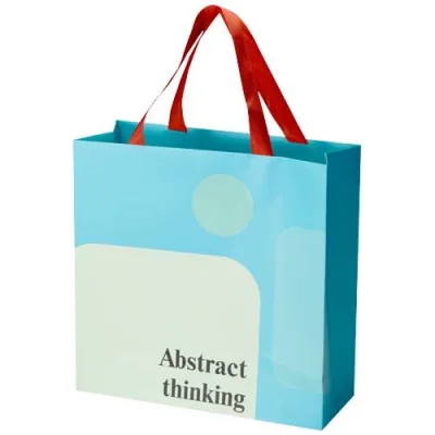 Sac en papier Smartfold 210 g/m² avec anses en ruban et pelliculage brillant - 31 x 12 x 31 cm