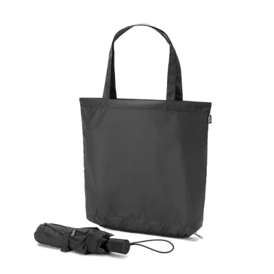 Skylar – Parapluie 2 en 1 avec sac shopping en polyester recyclé inclus