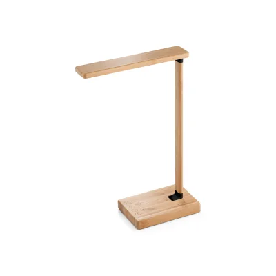 Morey – Lampe de bureau pliante avec chargeur sans fil ultrarapide de 15 W en bambou