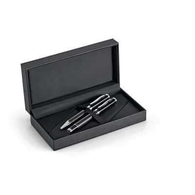 Chess – Kit roller et stylo à bille en métal et fibre de carbone avec mécanisme twist