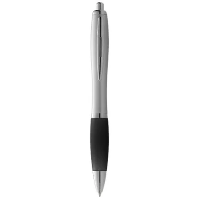Stylo bille avec corps argenté et grip coloré Nash (encre bleue)